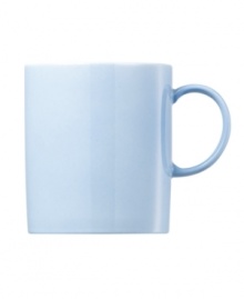 Rosenthal's Sunny Day mug shines on casual tables with sky-blue accents in dishwasher-safe porcelain.