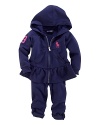 Big Pony embellishment is front and center along this adorable matching fleece hoodie and sweatpant set