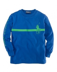 A soft cotton crewneck is printed with a signature Big Pony and a single contrast stripe for a bold graphic touch.