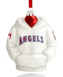 Bring your A-game with Kurt Adler's MLB Angels hoodie ornament, a surefire hit with baseball fans. Featuring team logo on back, too.