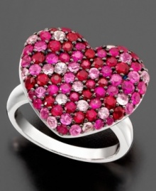 Display your love for all to see. This beautiful ring by Effy Collection features round-cut pink sapphire (1-5/8 ct. t.w.) and round-cut ruby set in sterling silver. Size 7.