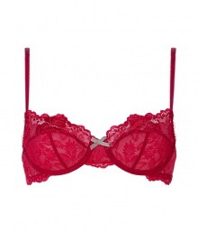 Super sexy The Spree Rumba red underwire bra from Elle MacPherson Intimates - Red floral lace and delicate bow details make this bra perfect for a special occasion or everyday wear - Underwire fit with 3/4-cups - Turn up the heat with this steamy bra