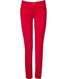 Elevate your casual style with these trend-right colored jeans from Seven for all Mankind - Classic five-pocket styling, skinny legs, cropped signature logo detail on back pockets - Pair with a tee and ballet flats or a blouse, blazer, and platform pumps