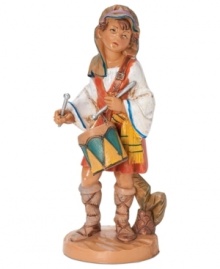 With great attention to detail, this Jareth the Drummer Boy figurine is meticulously designed in traditional old-world style. He stands poised to beat upon his drum, a lovely addition to a Nativity set up.