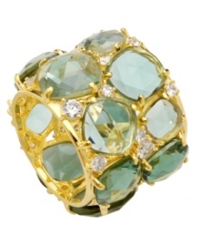 Add some not-so-subtle sparkle to your look. CRISLU's Candy Couture ring shines with the addition of 20 carats of pale green and clear cubic zirconias. Set in 18k gold over sterling silver. Sizes 5 and 7.