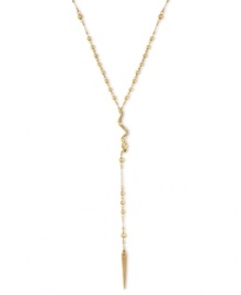 Fierceness reigns. At the center of this chain from RACHEL Rachel Roy lies a snake, grasping onto a pendant. Crafted from gold-tone mixed metal and accented with glass stones, this necklace brings an element of danger to your personal style.  Approximate length: 17-1/2 to 24 inches.