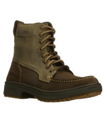 Rock these smooth leather combat men's boots from Skechers for extra protection against the elements (and a lackluster look). The color combination of olive and dark brown collides to create an even more innovative pair of boots for men. (Clearance)