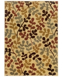 Branch out. The Sphinx Amelia area rug features a vibrant foreground of boldly colored foliage in woodland browns, rustic reds and other natural hues. Machine woven from stain-resistant polypropylene, this piece is ideal for kids, pets and high traffic areas.