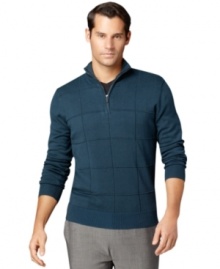 Texture and windowpane details offer an upgraded look with this sweater from Van Heusen.