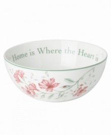 At the end of every meal, this Lenox Butterfly Meadow bowl will give you extra reason to believe that Home is where the heart is. Graced with the beloved springtime motif, it adds whimsical cheer to every serving. From Lenox's collection of dinnerware and dishes. Qualifies for Rebate