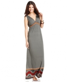 An allover print adds a boho flair to this Studio M maxi dress -- perfect for a relaxed yet stylish weekend look!