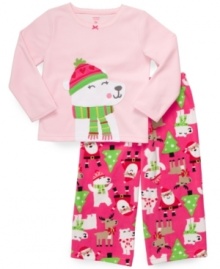 She'll be all smiles when she's waiting for Santa in this holiday pajama top and pants set from Carter's.