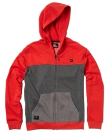 Unlock his look with this warm colorblocked zip-up hoodie from Quiksilver, perfect for the fall.