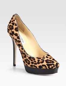 Statement-making design of lush pony hair with a fierce leopard print and leather platform. Leather-covered heel, 5½ (140mm)Leather platform, 1 (25mm)Compares to a 4½ heel (115mm)Leopard-print pony hair upperLeather lining and solePadded insoleMade in Italy