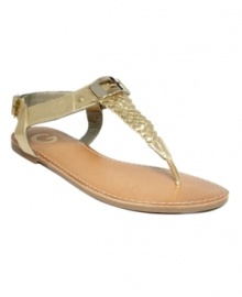 The G by Guess Ritaa Sandals sport signature style with their shining logo decor, braided details and flirty ankle strap.