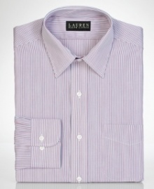 Simple stripes give this dress shirt from Lauren by Ralph Lauren an elegant finish for your dress wardrobe.