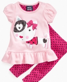 Flaunt your little fashionista's cool casual style with this adorable shirt and legging set from Mini Bean.