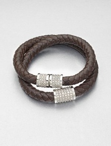 Supple plaited leather in a wrapped style with sparkling stone accents. Glass stonesLeatherSteelLength, about 15.5Magnetic closureImported 