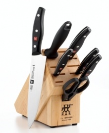 This cutlery set is crafted to give you every edge when it comes to cooking. The perfect union of classic style and modern cutting technology, each ultra-sharp blade is stamped from a single piece of stainless steel, lending its ultra-sharp edge to virtually any kitchen task. Lifetime warranty.