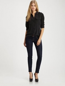 Five-pocket stretch cotton denim style has J Brand's slimmest leg.THE FITFlat front 10 leg opening Graded rise, about 7½ Inseam, about 29THE DETAILSButton and zip fly Belt loops Rivet detail Plain back pockets Cotton/spandex; machine wash Made in USA