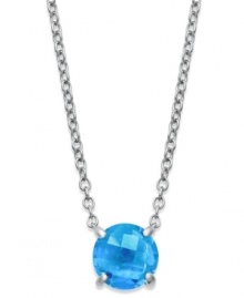 Add a summery touch of pool blue. Brilliant round-cut blue topaz (3-1/2 ct. t.w.) adorns this delicate sterling silver pendant. Approximate length: 18 inches. Approximate drop: 1 inch.