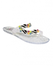 Penny Loves Kenny's Delray jelly flat sandals combine bright beaded detailing with an unexpected print for a super cute--and comfy--summer shoe.