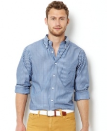 Rock a wrinkle free look this summer with this striped shirt from Nautica.