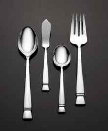 Renowned bridal designer, Vera Wang brings finery to your tabletop with the Cabochon collection. Buckle detailing and slender handles combine for sophistication. Set includes: sugar spoon, butter knife, tablespoon and cold meat fork.