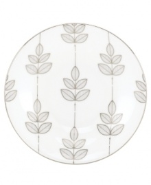 Clusters of gleaming leaves rain down on white bone china dessert plates trimmed in platinum. From Lenox Lifestyle dinnerware, these dishes are playfully modern and naturally chic, and have an enchanting look that's fresh and perfect for every occasion.