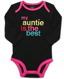 Show her appreciation without saying a word with this colorful graphic bodysuit from Carter's.