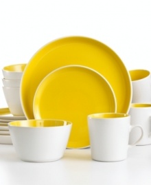 Made to last and easy to love, Oneida's Color Burst dinnerware boasts everyday durability and a modern two-tone design. A treat for tables of four, this set combines bright white and lemon yellow in clean coupe shapes.