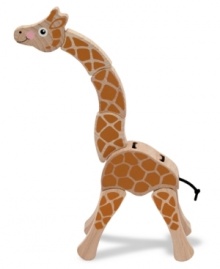 Everyone will want a turn to swivel, pivot and rotate the nine hardwood segments of this charming giraffe! Put this patient fellow in every possible configuration for fascinating fine motor fun. Held together with durable, elastic bungee, this wooden baby toy is sure to hold the attention of your youngster!