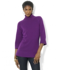 Luxurious cashmere and wool yarns infuse Lauren Ralph Lauren's relaxed-fit perennial turtleneck with a note of classic elegance.