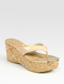 Tastefully textured cork wedge and platform with a shiny patent leather thong. Cork wedge, 3 (75mm)Cork platform, 1½ (40mm)Compares to a 1½ heel (40mm)Patent leather upperLeather liningRubber solePadded insoleMade in Italy