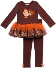 If she's looking for a sweet style for the fall holidays, she can dance around in this turkey tutu dress from Rare Editions.