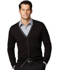 Go scholarly for a new twist on your classic work wear with this Van Heusen cardigan.