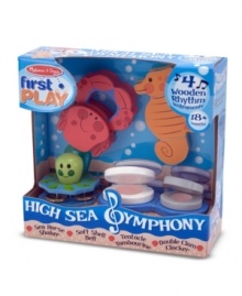 Your toddler will enjoy creating sound and rhythm. Introduce your young child early to the international language of music. Shake the seahorse, clack the clams, jingle the octopus and rattle the crab. Four friendly, easy-grasp wooden instruments promote fine motor, auditory and creative expression skills.