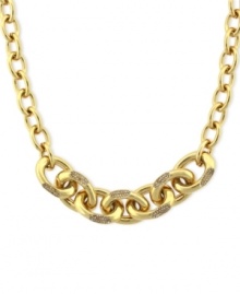 Very well-connected. Vince Camuto's chain necklace is crafted from gold-tone mixed metal with glass crystal pave accents on the front adding a lustrous touch. Approximate length: 16 inches.