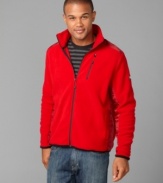 Stay covered while keeping your mobility. This zip-front sweater from Tommy Hilfiger is the ideal layer.