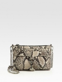 EXCLUSIVELY AT SAKS. Sleek and versatile design in exotic python-print leather, finished with polished hardware and a removable chain strap.Removable shoulder strap, 20 dropTop-zip closureOne outside zip pocketProtective metal feetOne inside zip pocketTwo inside open pocketsFully lined9W X 6H X 1½DImported