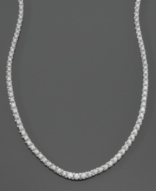 Step into the spotlight with this super-chic and elegant diamond necklace of certified near colorless round-cut diamond (3 ct. t.w.) set in 14k white gold. Length measures 16 inches.