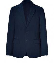 Add some urbane style to your workweek look with this sophisticated blazer from Michael Kors - Notched lapels, two-button closure, two flap pockets, slim fit - Pair with slim trousers, a striped button down, and oxfords