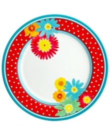 Garden party. A must for summer, melamine dinner plates by Martha Stewart Collection are easy to transport and prettily patterned in daisies and dots for festive al fresco entertaining.