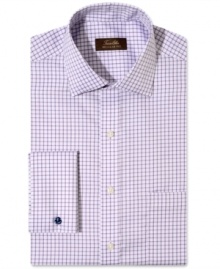 Sharpen your nine-to-five look with this classic checked dress shirt from Tasso Elba.