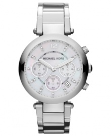 A feminine steel watch from Michael Kors' Parker collection, upgraded with sparkling accents.