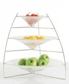 Modern art turned clever storage, the Chilewich RAYTray cradles fruit and vegetables in three tiers of open, breathable mesh stretched over a metal frame. When it isn't in use, collapse the entire stand and pop off the fabric for easy cleaning.