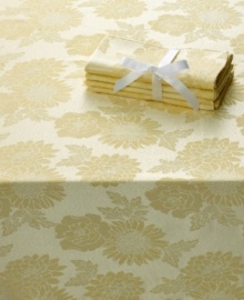 All set for spring. With a tablecloth and napkins for up to eight guests, this Dinner Party Medley table linens set offers efficiency for the busy host and a sun-yellow floral motif to make your home feel warm and inviting.