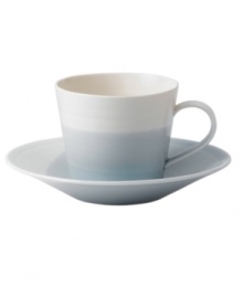 Perfect for every day, the 1815 tea saucer from Royal Doulton features sturdy white porcelain streaked with pale blue for serene, understated style.