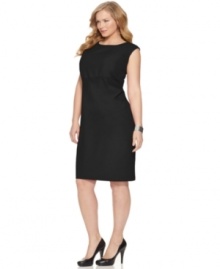 Dress to impress at the office with Rafaella's sleeveless plus size sheath, defined by a curvy fit.