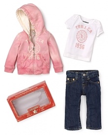 True Religion Infant Girls' 3 Piece Set: Logo Hoodie, Tee & Baby Billy Jean - Sizes 6-18 Months